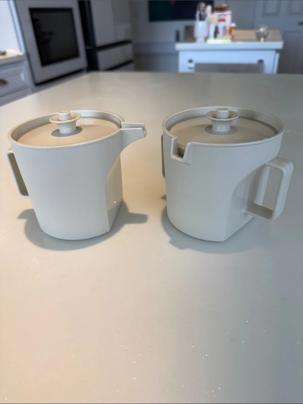 Vintage Tupperware Cream Ivory Sugar and Creamer Set with Lids